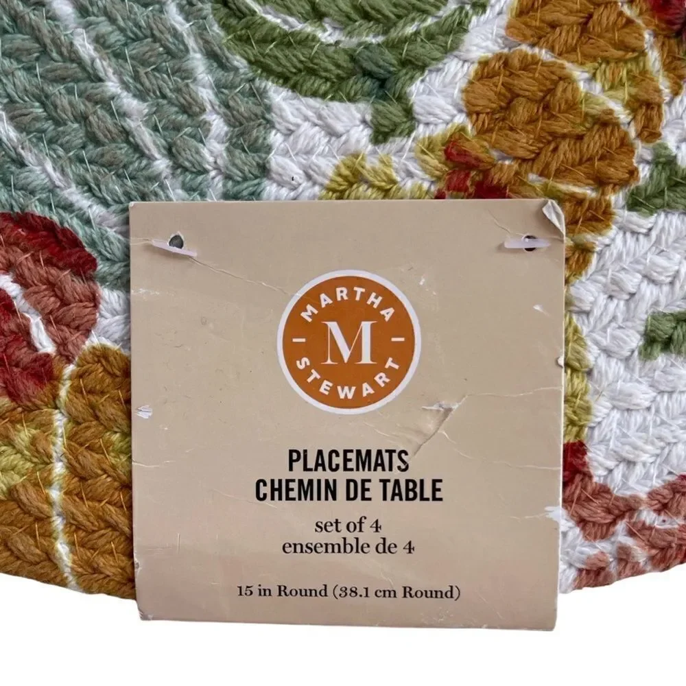 Martha Stewart Braided Pumpkins/Gourds Placemats Set of Four NWT